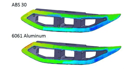 Laser scan results of 3D printing a check fixture using ABS M-30 vs. traditionally manufacturing it with aluminum 6061