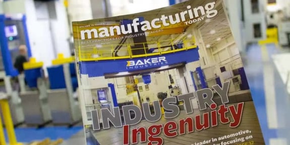 Image of Baker Industries' Emco MECOF PowerMill featured on the cover of Manufacturing Today
